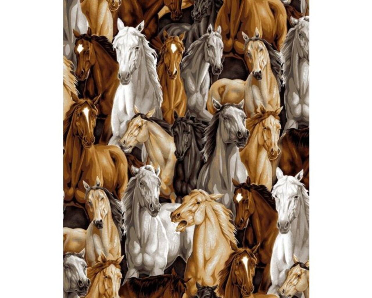 Horse Stampede Cotton Fabric | By the Yard | Sewing and Crafting | 44 inches wide